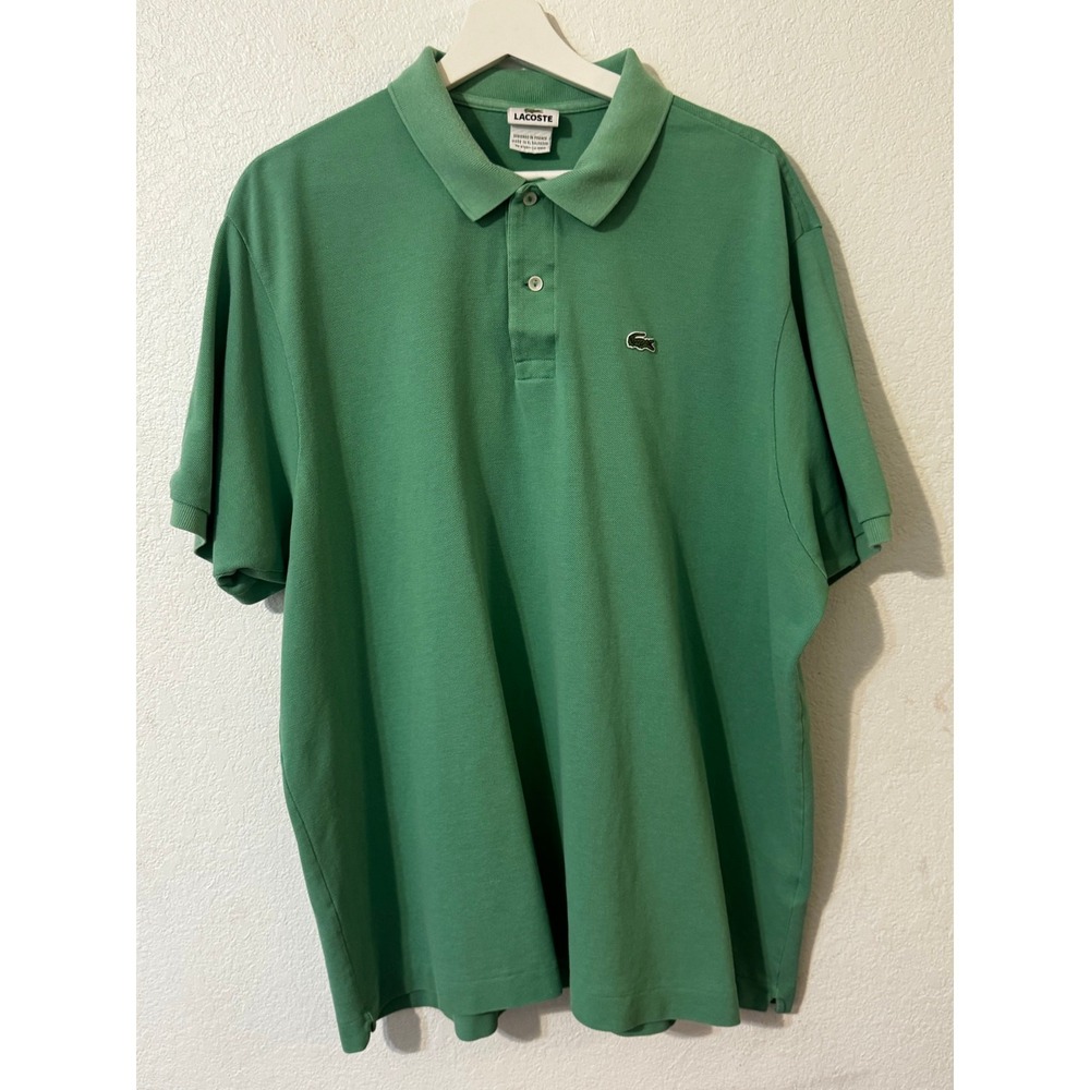 Lacoste Classic Pique Polo‎ Shirt Short Sleeve Green Cotton Preppy Summer Size 9